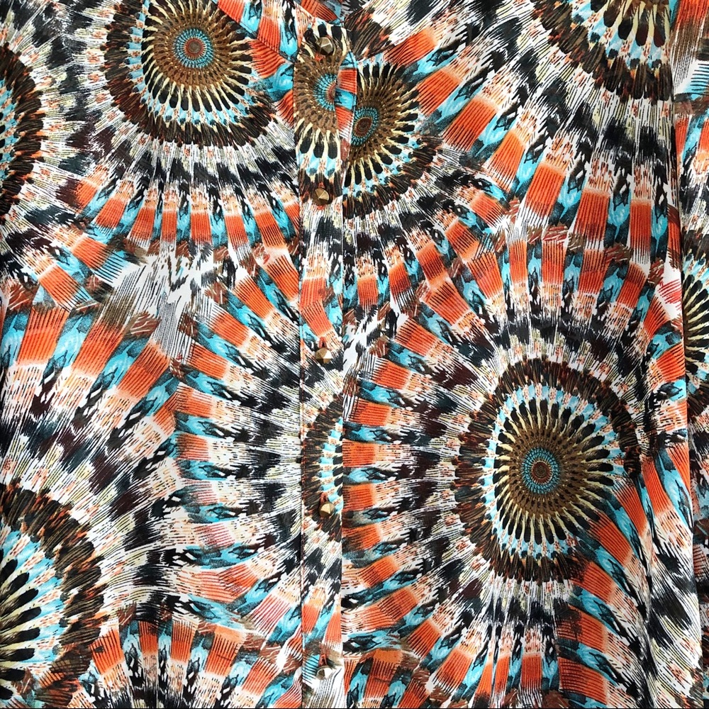 Dani Collection Colorful Patterned Top Sz Large - image 5